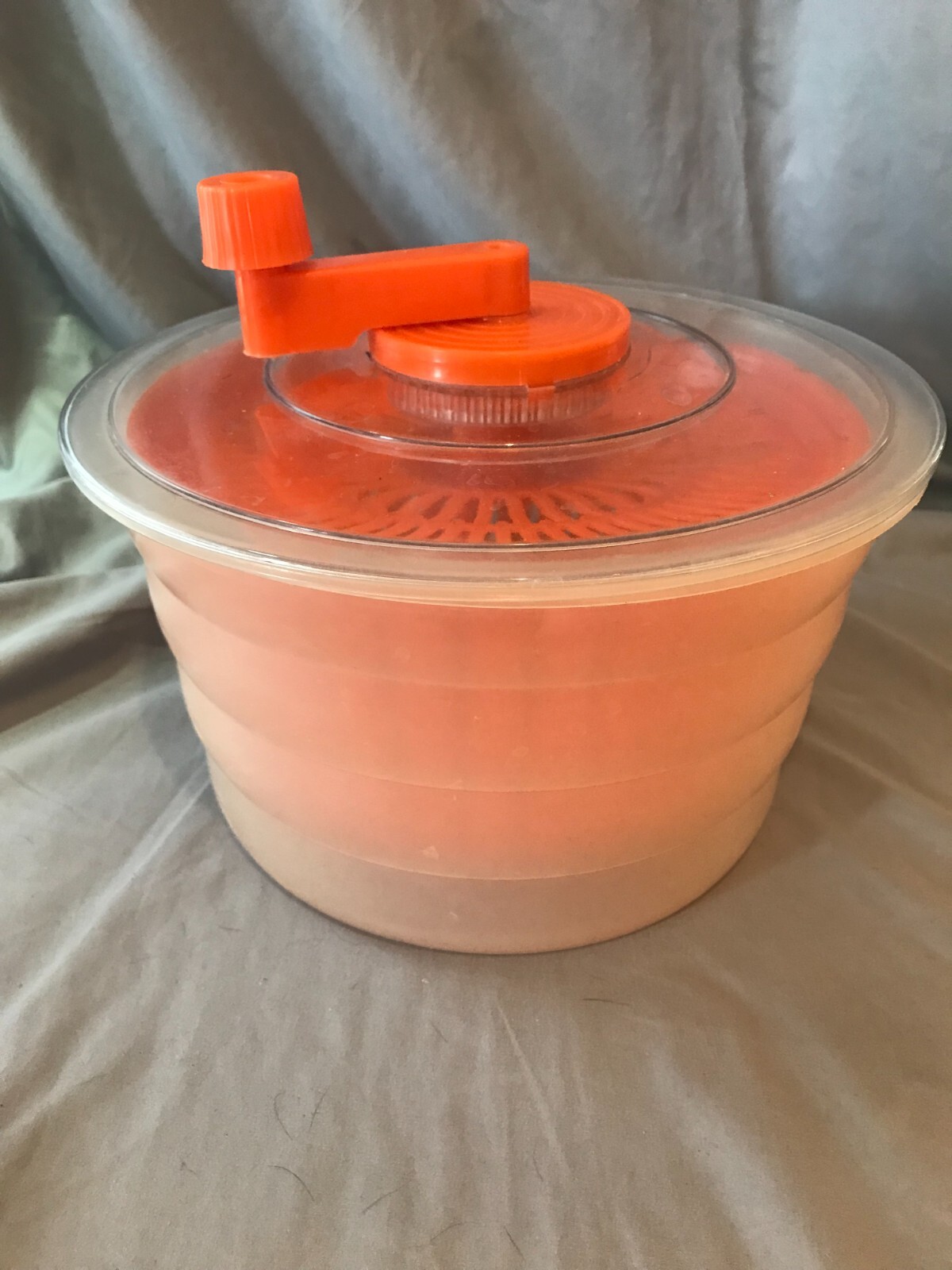 Vintage 1970s Large Salad Spinner Retro Orange Works Great!