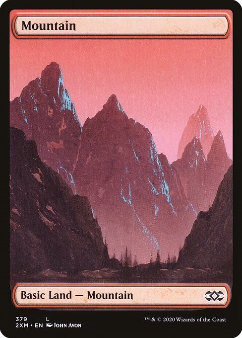 MTG - (Full Art) MOUNTAIN #379 JOHN AVON - Double Masters (C