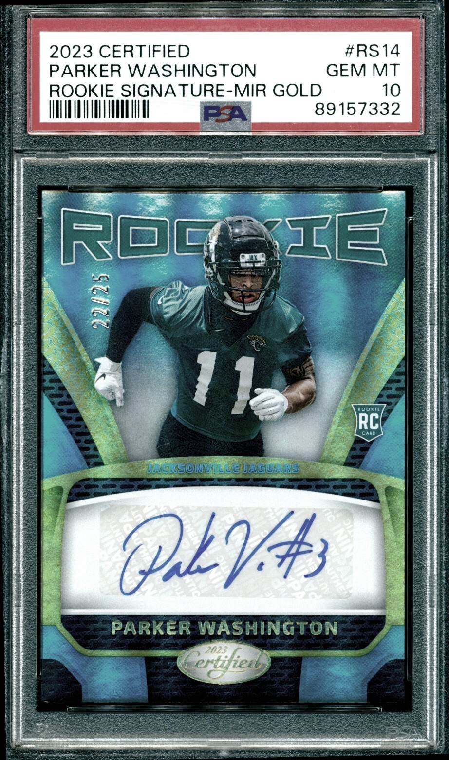 Parker Washington Panini Certified Rookie Signatures #RS14 Mirror Gold