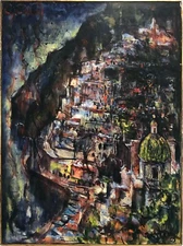 Abstract Landscape Oil Painting by American Artist Robert J Freiman (1917-1991)