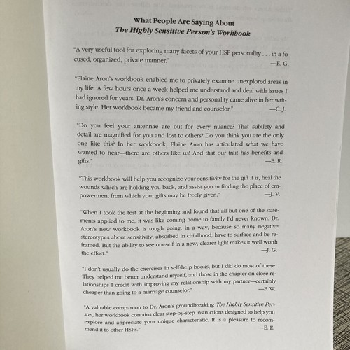 Highly Sensitive Person's Workbook Self Assessment Activities Exercises Coping - Picture 9 of 15