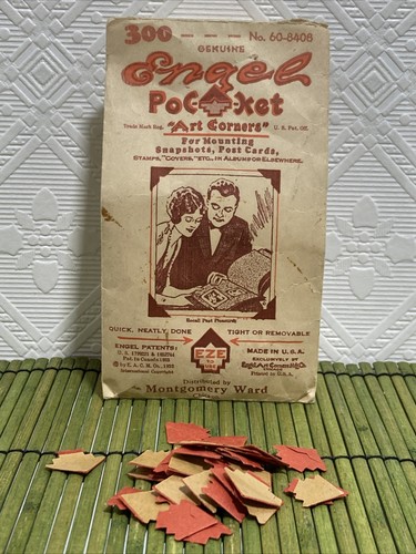 Vintage Engel Pocket Art Corners in Red Made in USA 1932 Photo Mounting 35 tips