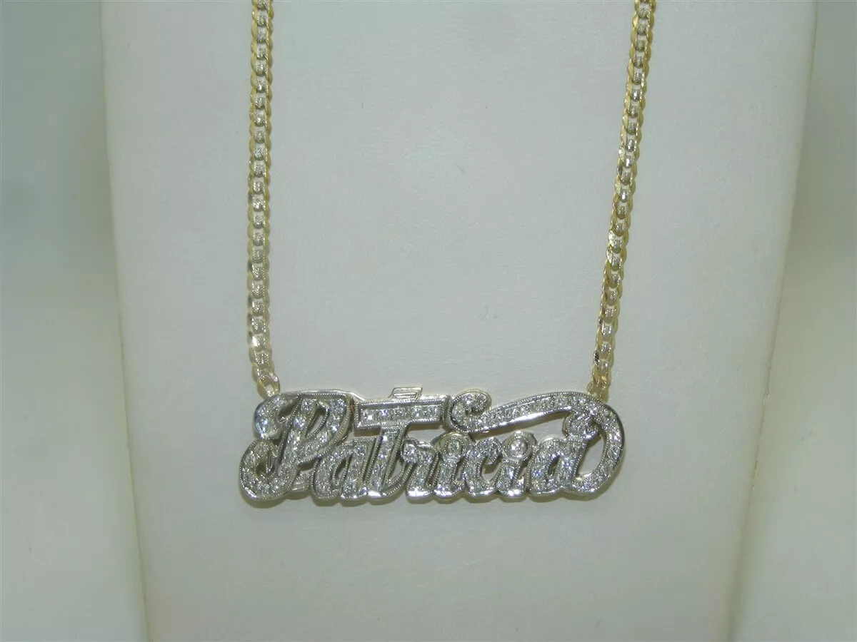 Nameplate necklace white sale gold
