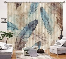 3D Blue Feather A6285 Photo Curtain Window Blockout Fabric Amy 2024