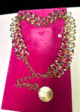 VINTAGE "RIBBON" GOLD  SILVER TONE THIN  LIGHT BELT- NEW OLD STOCK