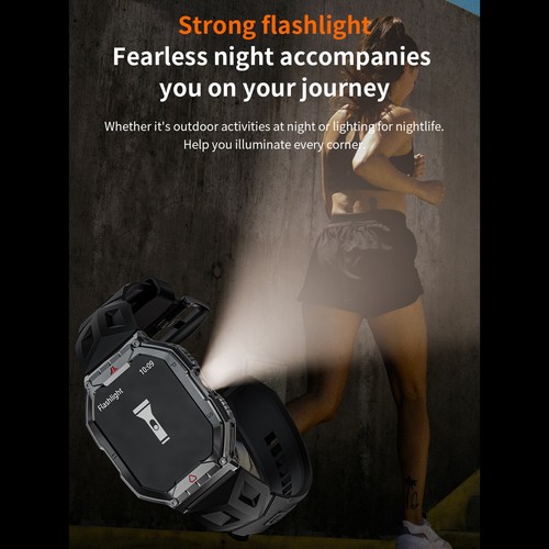 LOKMAT OCEAN 3 PRO Smart Bracelet Sports Watch 2.1-Inch AMOLED FullTouch Sc CEL