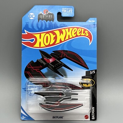 Hot Wheels Batplane Die-Cast Car – 1:64 Scale Black/Blue Batman Vehicle (104/250 Collection)