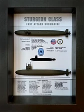 Sturgeon Class Submarine Display Shadow Box, 637 Class, 6" x 8", Black