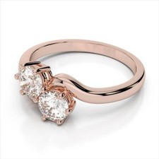 1.00 Ct Round Moissanite Engagement Proposal Ring 14K Solid Rose Gold Size 6 7 8