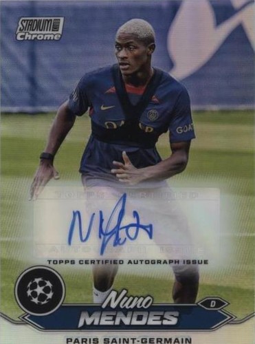 2023-24 Topps Chrome Nuno Mendes Auto /199 Pink Black Lazer