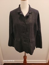 FLAX Black Linen Oversized Boxy Jacket Blazer Size Medium M Made in Lithuania