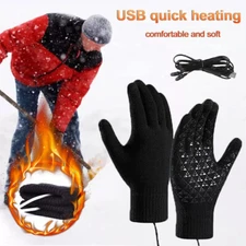 Electric USB Heated Gloves Winter Warm Thermal Windproof Ski Snow Hand Warmer