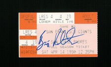 Giants vs Padres Ticket ~ 4/14/1990 ~ Signed by Bip Roberts