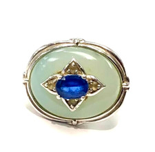 Sterling Silver Oval Light Blue  Oval Blue Gemstone Ring Size 6.5