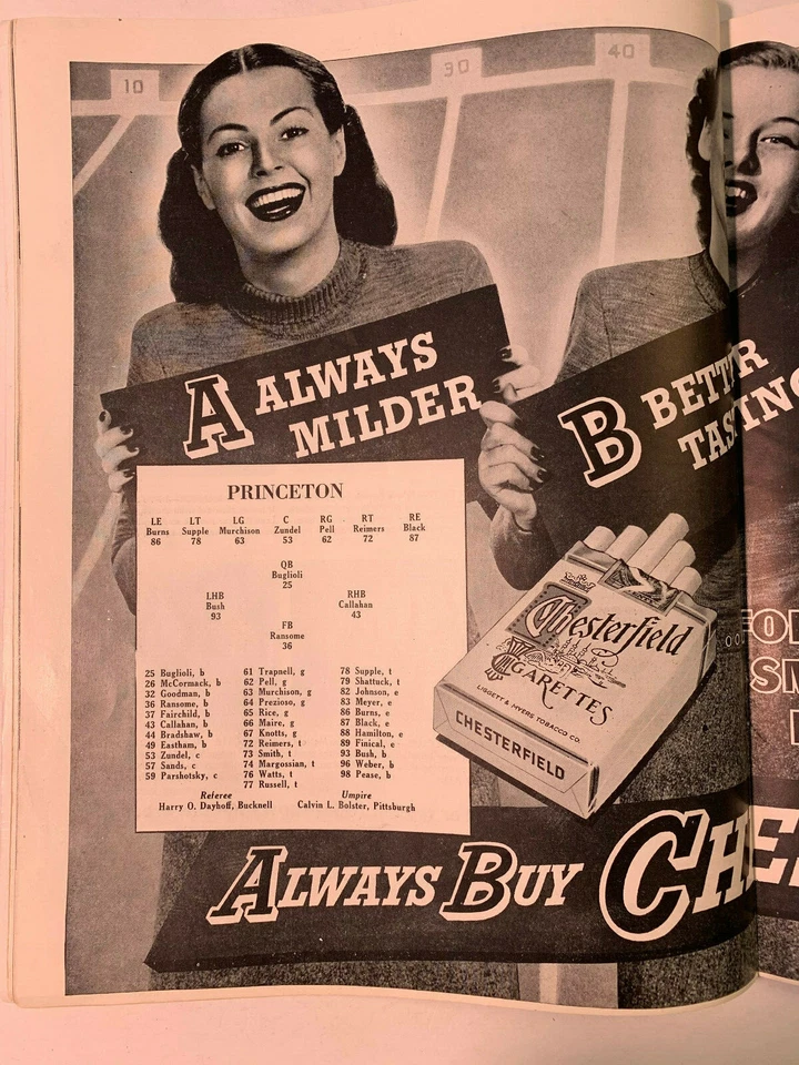 1945 U Pennsylvania Quakers vs Princeton Tigers Football Program GOOD C Bednarik - Image 2 of 4