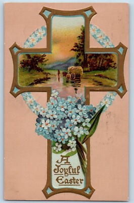 Plainfield New Jersey NJ Postcard Easter Holy Cross Flowers Embossed 1908 Posted