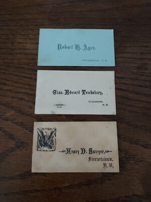 Late 1800s Calling Cards Colebrook Stewartstown NH - AYER, TEWKSBURY SAWYER 
