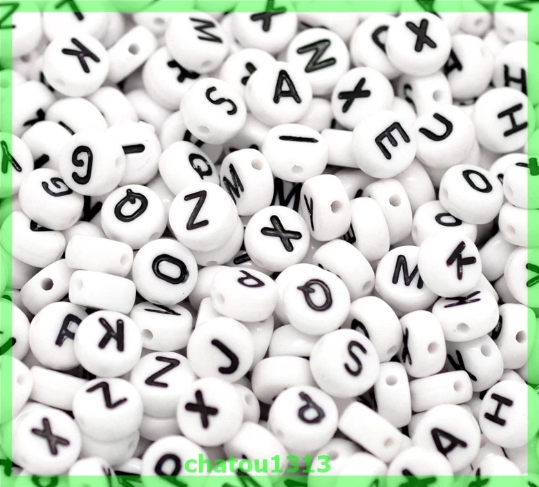 lot perle lettre alphabet ronde noir et blanc mélangé ou au choix A à Z 7mm - Photo 3/3