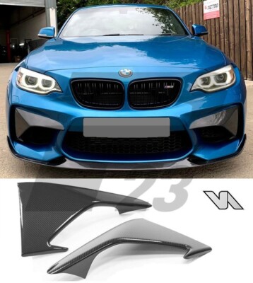 CARBON FIBER FRONT BUMPER UPPER CORNER CANARDS BMW M2 F87 UK
