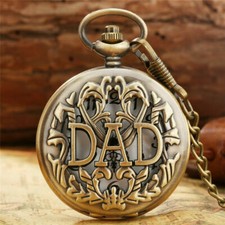 Vintage Retro Father's Gift DAD Men's Quartz Pocket Watch Necklace Chain Gift
