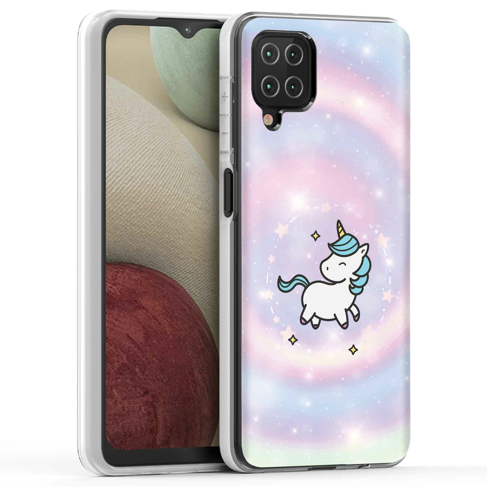 Phone Case Cover for Samsung Galaxy A12,Swirl Unicorn Print, USA