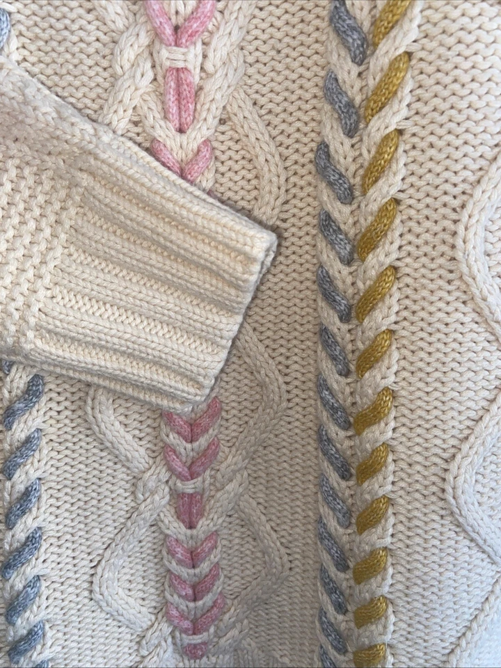Michael Stars Ivory Grace Cable Knit Aran Knit Sweater Women’s Size Medium - Image 4 of 4