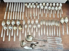 65 pcs vintage Oneida Ltd MARGATE Silverplate Rogers Co Silverware Flatware