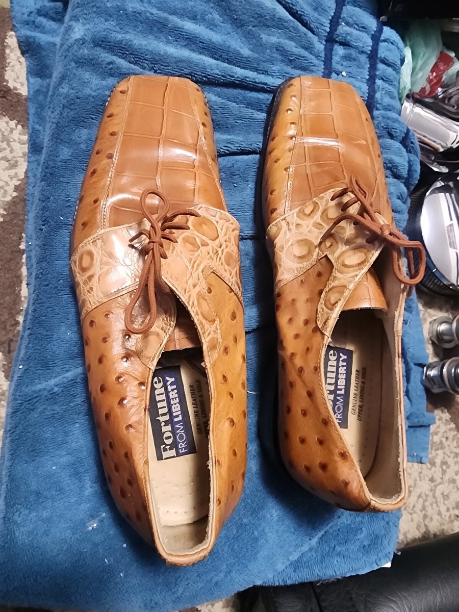 Fortune From Libery mens brown all leather croc oxford shoes sz 11 SKU 10-267 Fortune From Liberty Brown Croc/Snake Pattern Leather  main image 2