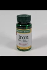 Nature's Bounty Iron 65 mg Mineral Supplement 100 Tablets Exp 03/28