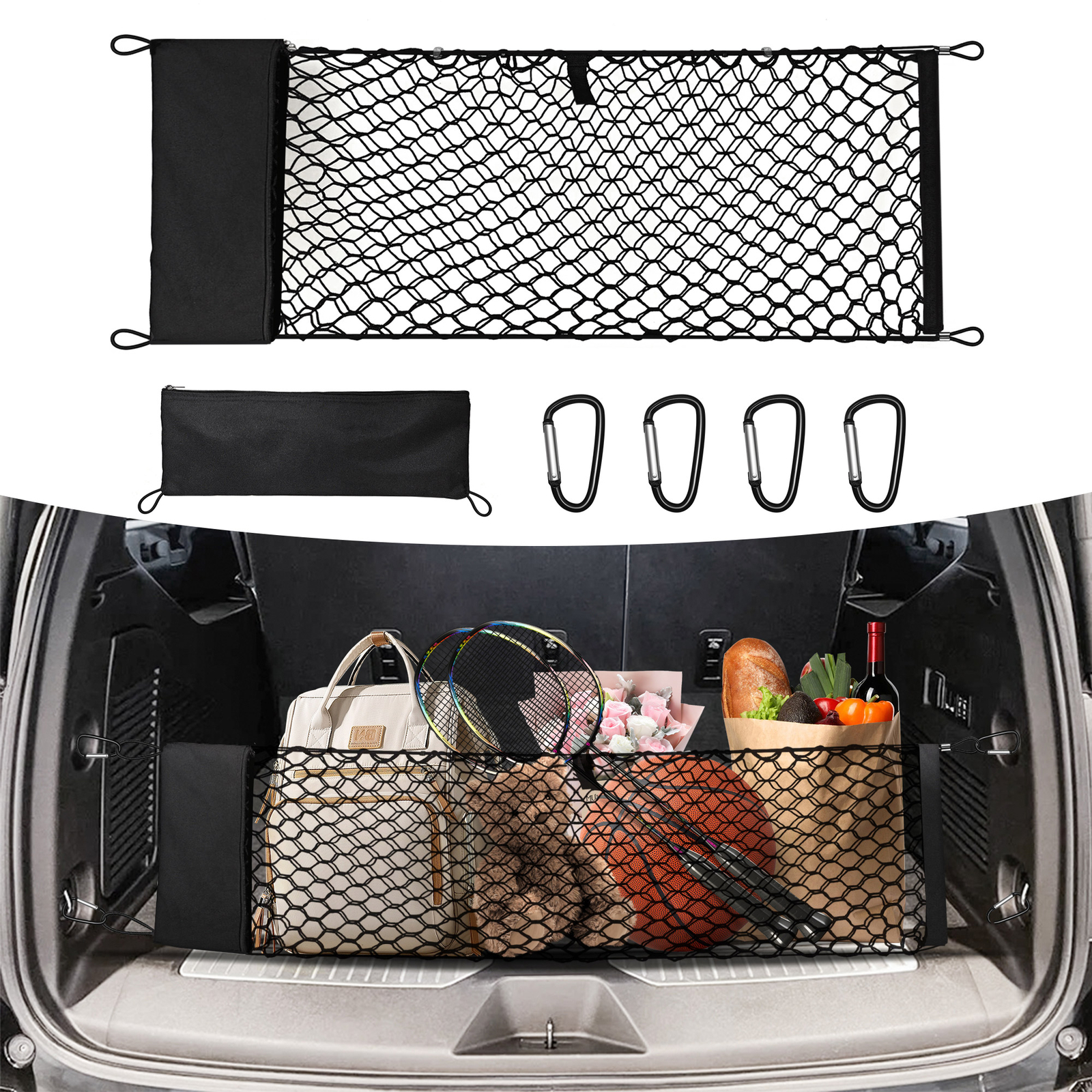For 2022-2025 Ford Maverick Envelope Style Truck Bed Cargo Net With 4 Carabiners