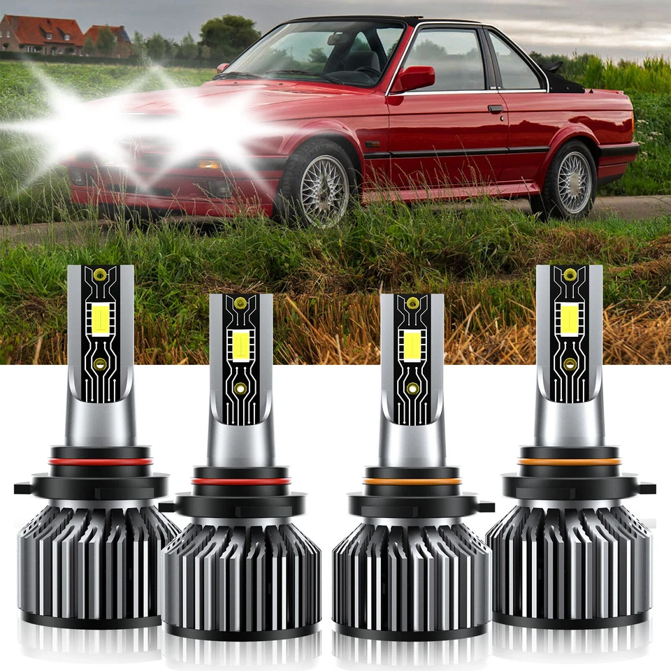 For BMW 325iX 1988-1989 LED Headlight Bulb High Low Beam Super Bright White - Image 2 of 4