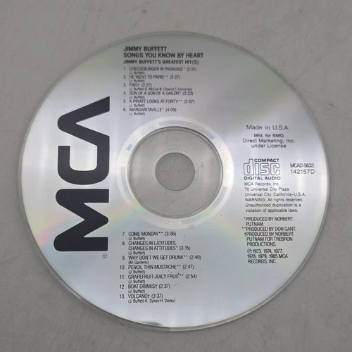 Songs You Know by Heart by Buffett, Jimmy (CD, 1990) DISC ONLY