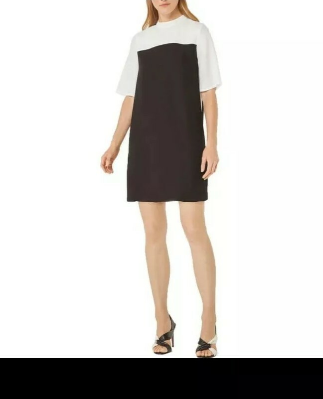 bcbgmaxazria black and white dress BCBGMAXAZRIA Black White Geometric Blouson