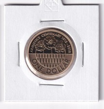 AUSTRALIAN PROOF: 2018 $1 ARMISTICE CENTENARY COIN IN 2X2 HOLDER  #5084