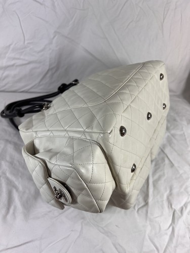 CHANEL Quilted Reporter Cambon White Leather Satchel Bag Made in Italy - Picture 9 of 13