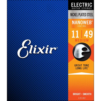 Elixir 12102 Nanoweb beschichtete E-Gitarrensaiten - Medium - 11-49