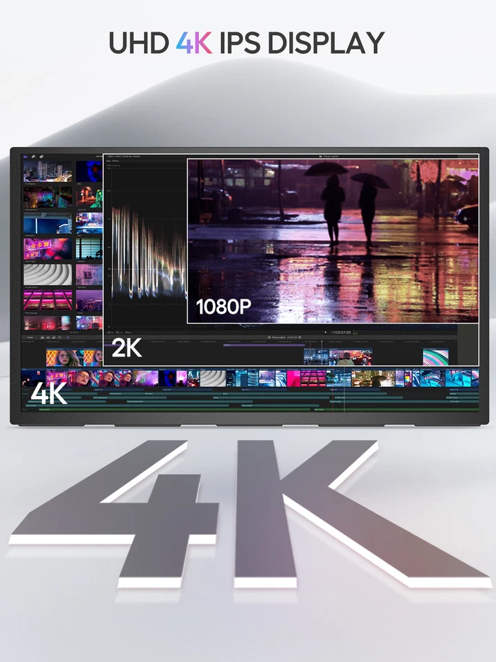 UPERFECT 18" 4K Portable Monitor 3840*2160 Ultra-Slim Screen w/Adjustable Stand - Image 2 of 4