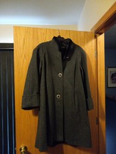 Vintage Womens Jofeld Wool Coat Water Repellant Stain & Crease Resist Charcoal