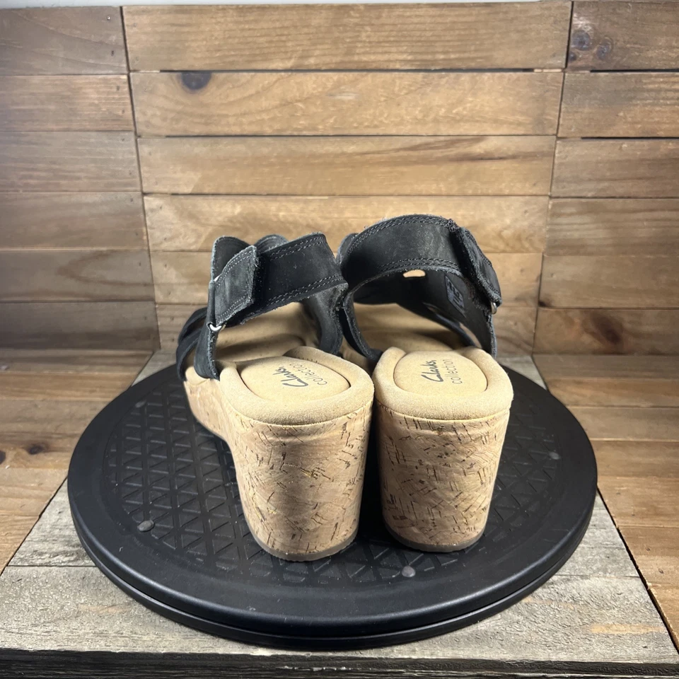 Clarks 女式 10M 码 Rose Erin 黑色露跟可调节露趾凉鞋 — 第 4/4 张图片