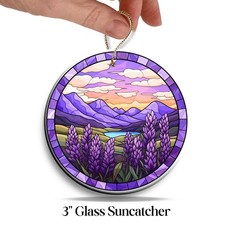 Lavender Field Stained Glass Window Hanging Sun Catcher 94-01