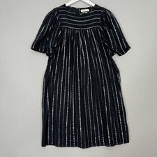 Isabel Marant toile Dress Womens 34 Black Metallic Striped Swing Trapeze Party