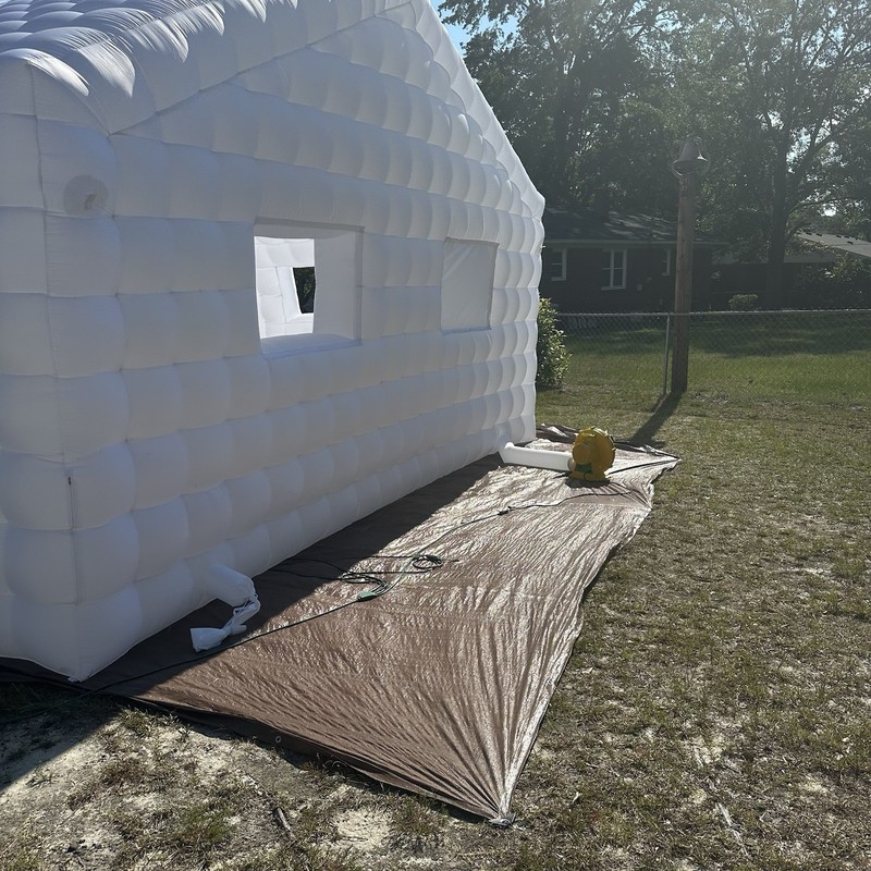 White Inflatable Bouncer House Enclosed Tent w/ Blower, Windows & Doorway