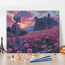 Abstract Paint by Number, Skeleton, Flowers and Castle Adults' Paint-By-Number K