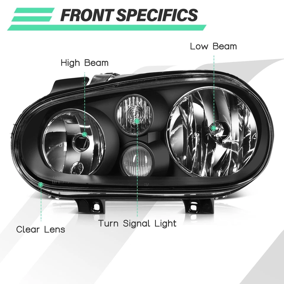 Conjunto de faros para Volkswagen Golf 1999-2006 par carcasa negra izquierda+derecha Foto 2 de 4