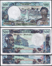 New Hebrides 500 Francs 1979, UNC, 2 Pcs PAIR, Consecutive, P-19c, Signature 3A