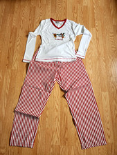 Disney Pooh  Tigger Xmas Embroidered Long Sleeve Pajama Set New  Sz S