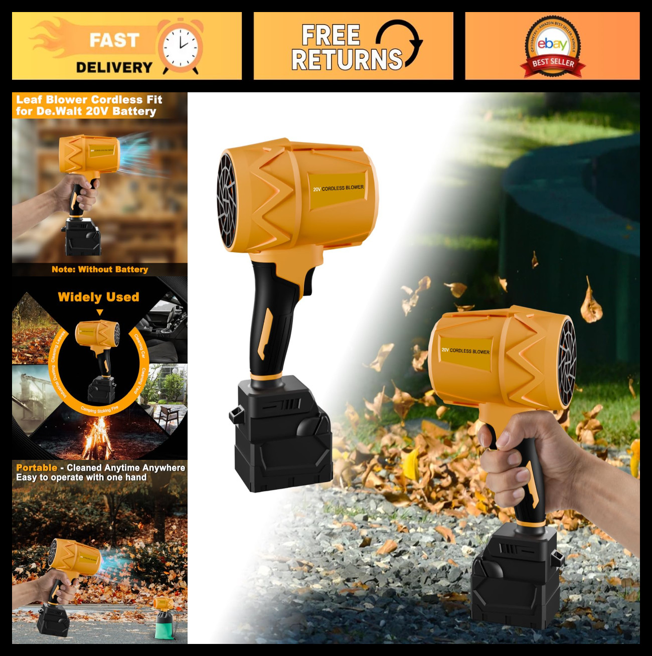 Cordless Small Handheld Leaf Blower, 125 MPH 430 CFM, Batter