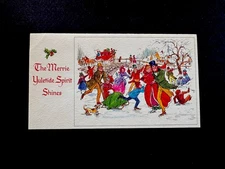 1 VTG NOS Norcross Xmas Greeting Card Victorian Couples & Families Ice Skating