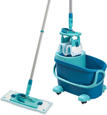 Leifheit Set CLEAN Twist M Flachwischer Ergo 2.0 Mit Rollen, Bodenwischer Mit Su