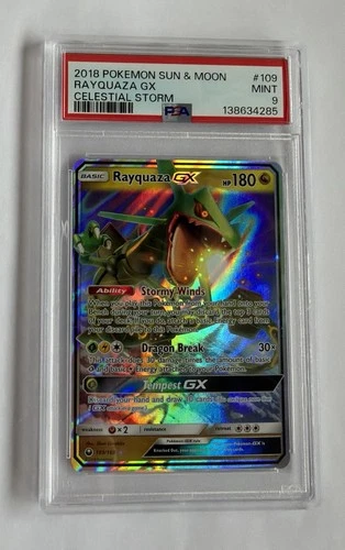 2018 Pokemon Sun & Moon Celestial Storm #109 Rayquaza GX PSA 9 MINT